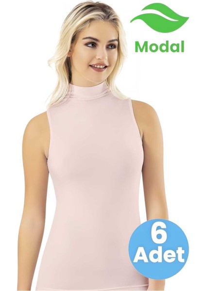 Kadın 6'lı Sıfır Kol Balıkçı Yaka Modal Atlet modelleri