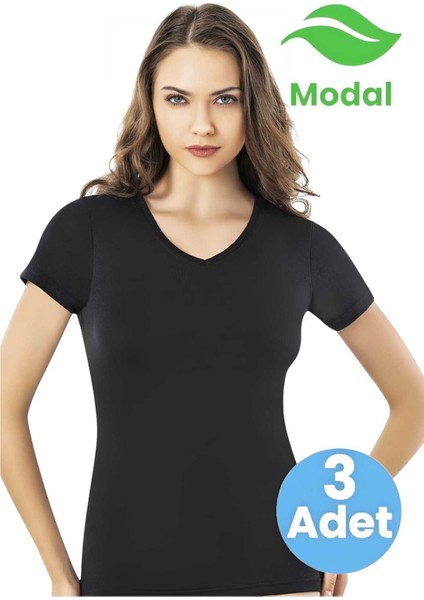 Kadın 3'lü V Yaka Yarım Kol Modal Atlet modelleri