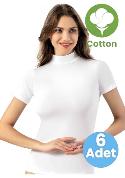 Kadın 6'lı Kısa Kol Yarım Boğazlı Atlet T-Shirt modelleri