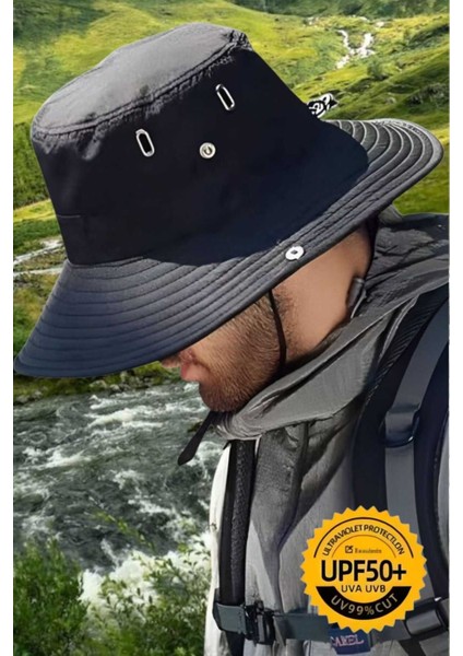 Uv Korumalı Geniş Kenarlı Katlanabilir Safari Outdoor Boonie Yürüyüş ve Plaj Şapkası