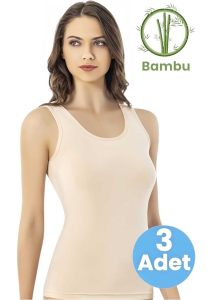 Kadın 3'lü Kalın Askılı Bambu Atlet