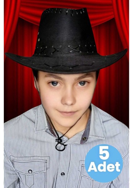 Çocuk Unisex 5'li Nubuk Kovboy Şapkası ( 8-14 Yaş ) fırsatları