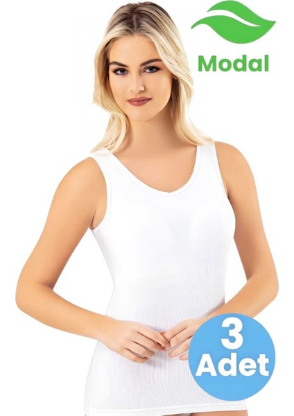 Kadın 3'lü Modal Kaşkorse Kalın Askılı Pedli Atlet indirimleri
