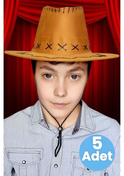 Çocuk Unisex 5'li Nubuk Kovboy Şapkası ( 8-14 Yaş ) fırsatları