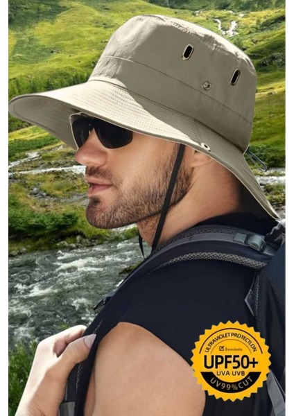 Uv Korumalı Geniş Kenarlı Katlanabilir Safari Outdoor Boonie Yürüyüş ve Plaj Şapkası