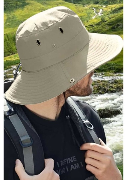 Uv Korumalı Geniş Kenarlı Katlanabilir Safari Outdoor Boonie Yürüyüş ve Plaj Şapkası