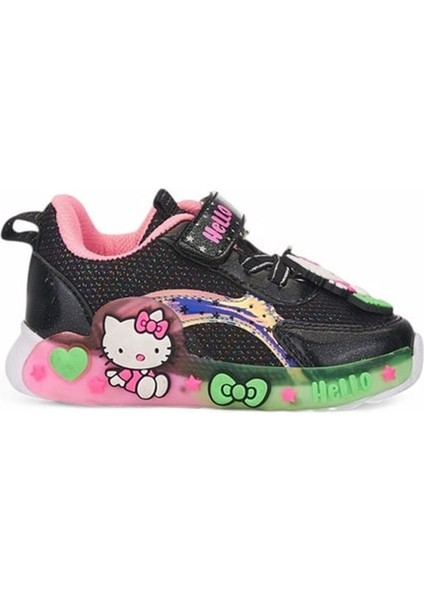 Günlük Kız Çocuk Spor Ayakkabı Hello Kitty Simli Süs Detay Işıklı Taban Lastik Bağcık Sneaker 120