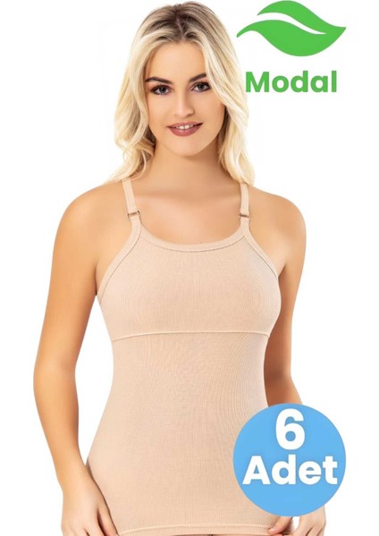 Kadın 6'lı Modal Kaşkorse Ayarlanabilir Askılı Pedli Atlet T-Shirt modelleri