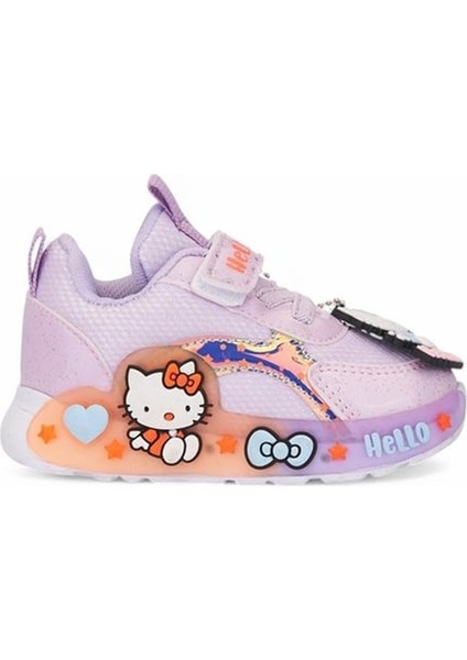 Günlük Kız Çocuk Spor Ayakkabı Hello Kitty Simli Süs Detay Işıklı Taban Lastik Bağcık Sneaker 120