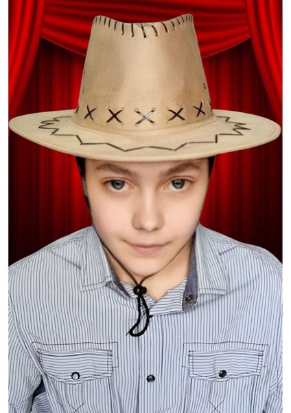 Çocuk Unisex 5'li Nubuk Kovboy Şapkası ( 8-14 Yaş ) indirimleri