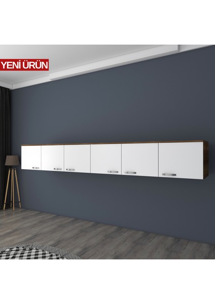 BA132 Gardırop Üst Modülü Çok Amaçlı Dolap Minyatür Ceviz - Beyaz