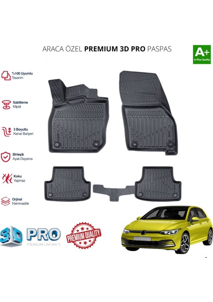 Golf 8 Otomatik Araca Özel 3D Paspas 2024 2025 2026 2027