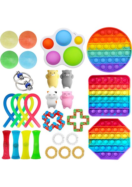 28PCS2-37.05 Tarzı Oyuncaklar Seti Çocuklar Itin Kabarcık Fidget Dizeler Yetişkinler Çocuklar Duyusal Sıkıştırılabilir Figdet (Yurt Dışından)