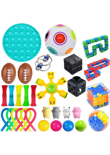 31PCS2-38.95 Tarzı Oyuncaklar Seti Çocuklar Itin Kabarcık Fidget Dizeler Yetişkinler Çocuklar Duyusal Sıkıştırılabilir Figdet (Yurt Dışından)