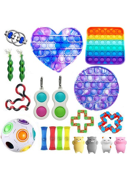 20PCS3-37.05 Tarzı Oyuncaklar Seti Çocuklar Itin Kabarcık Fidget Dizeler Yetişkinler Çocuklar Duyusal Sıkıştırılabilir Figdet (Yurt Dışından)