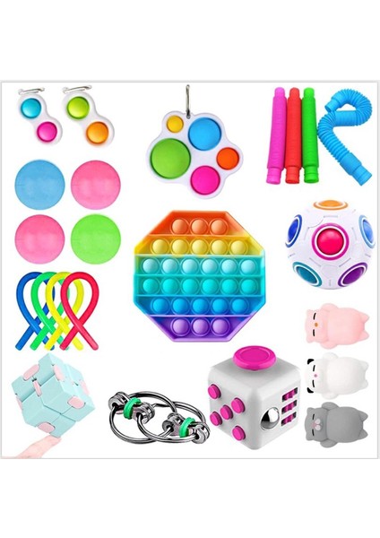 23PCS1-39.9 Tarzı Oyuncaklar Seti Çocuklar Itin Kabarcık Fidget Dizeler Yetişkinler Çocuklar Duyusal Sıkıştırılabilir Figdet (Yurt Dışından)