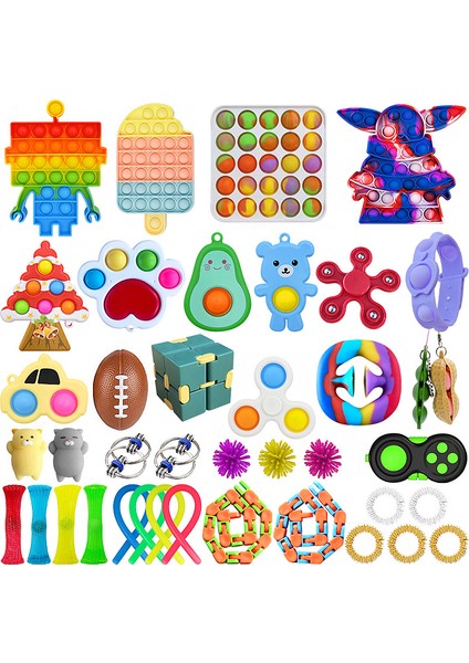 23PCS1-39.9 Tarzı Oyuncaklar Seti Çocuklar Itin Kabarcık Fidget Dizeler Yetişkinler Çocuklar Duyusal Sıkıştırılabilir Figdet (Yurt Dışından)
