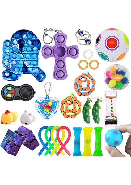 CCL-003 Stili Fidget Oyuncaklar Paketi Seti Esnek Ipler Itme Kabarcık Hediye Sıkıştırılabilir Duyusal Fidget Oyuncaklar Lot Paketi (Yurt Dışından)