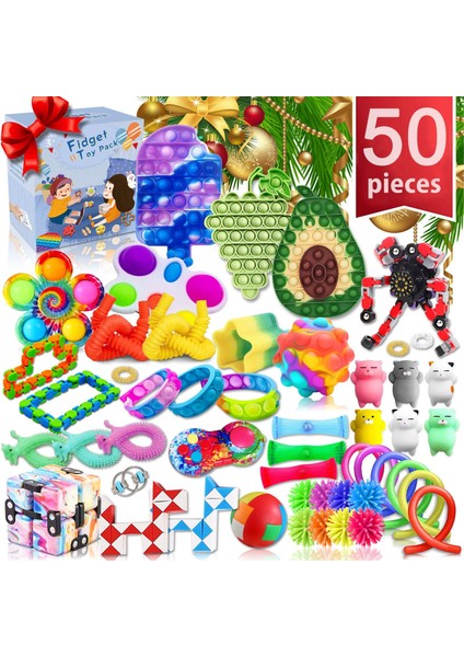 JYTZ-1003 Stili Fidget Oyuncaklar Paketi Seti Esnek Ipler Itme Kabarcık Hediye Sıkıştırılabilir Duyusal Fidget Oyuncaklar Lot Paketi (Yurt Dışından)