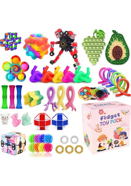 CCL-029 Stili Fidget Oyuncaklar Paketi Seti Esnek Ipler Itme Kabarcık Hediye Sıkıştırılabilir Duyusal Fidget Oyuncaklar Lot Paketi (Yurt Dışından)