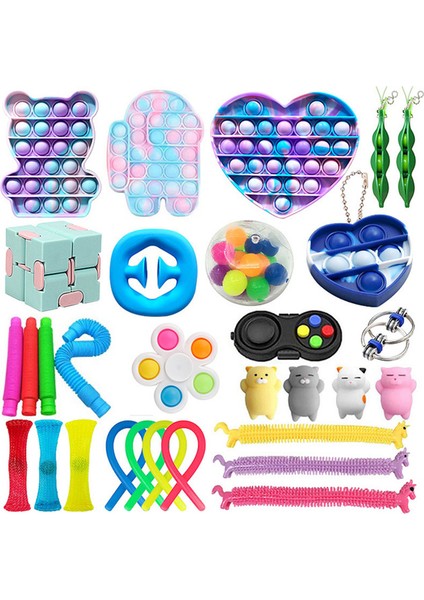 CCL-029 Stili Fidget Oyuncaklar Paketi Seti Esnek Ipler Itme Kabarcık Hediye Sıkıştırılabilir Duyusal Fidget Oyuncaklar Lot Paketi (Yurt Dışından)