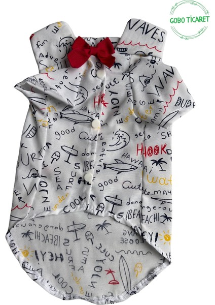 Sörf Temalı Kırmızı Kurdeleli Kedi Köpek Kıyafeti Elbisesi modelleri