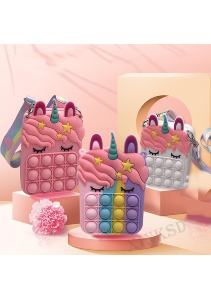 Los-1 Tarzı 13 cm Pop It Fidget Oyuncak Moda Unicorn Silikon Popit Itmek Omuz Çantası Cüzdan Oyuncak Hediye Kız Çanta Anime Kawaii - (Yurt Dışından) fiyatları