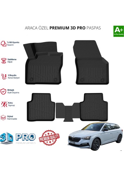 Skoda Scala Araca Özel 3D Paspas 2019 2020 2021 2022 2023 2024