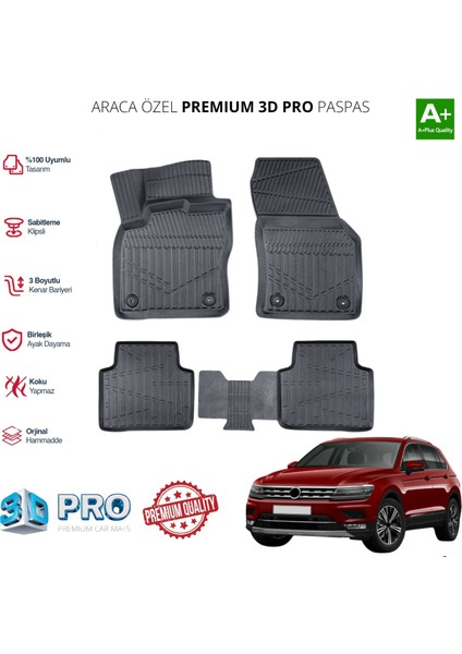 Tiguan Araca Özel 3D Paspas 2016 2017 2018 2019 2020 2021 2022 2023