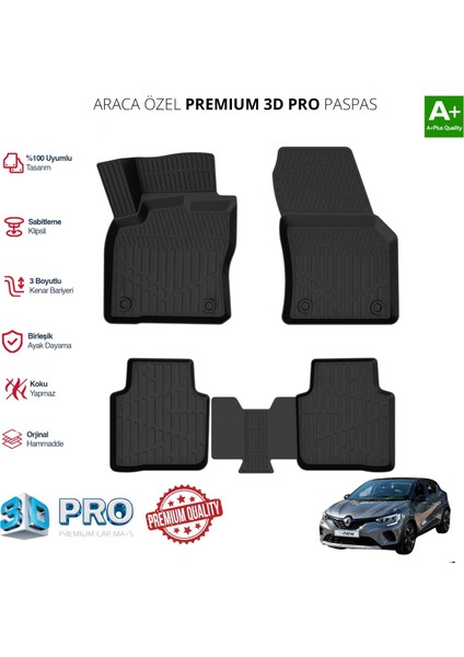 Captur Araca Özel 3D Paspas 2019 2020 2021 2022 2023 2024