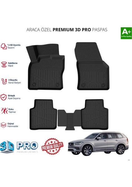 Volvo XC90 Plug In Araca Özel 3D Paspas 2024 2025 2026 2027