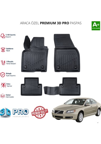 Volvo S40 Araca Özel 3D Paspas 2004 2005 2006 2007 2008 2009 2010 2011 2012