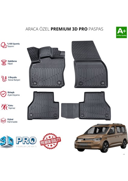 Caddy Araca Özel 3D Paspas 2021 2022 2023 2024 2025
