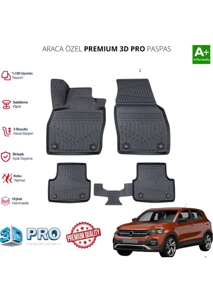 T-Cross Araca Özel 3D Paspas 2019 2020 2021 2022 2023 2024