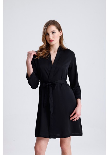 Krep Saten Taşlı Bride Sabahlık