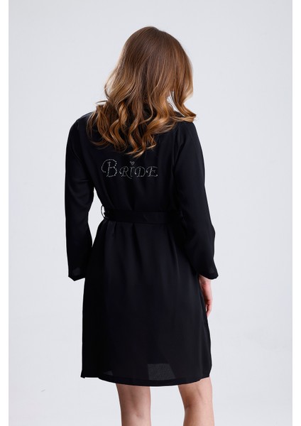 Krep Saten Taşlı Bride Sabahlık