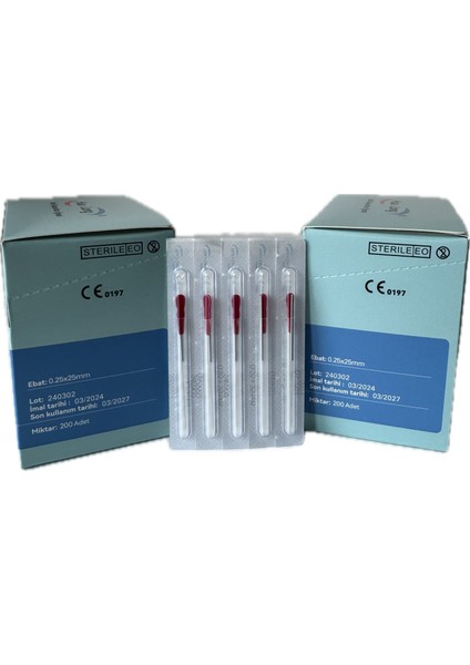 Akupunktur Iğnesi Kuru Iğne 0,25X25 mm 200LÜK Paket 400 Adet 2 Kutu