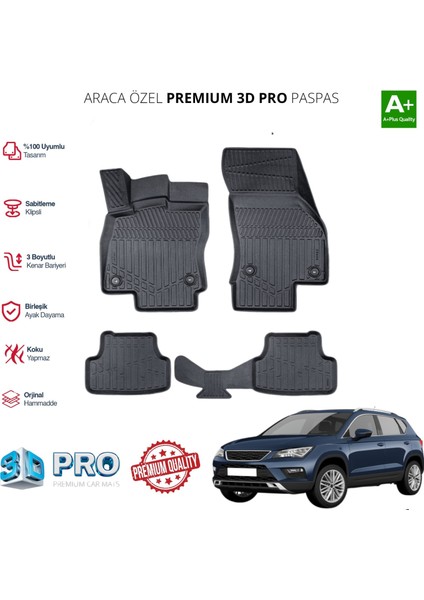 Seat Ateca Araca Özel 3D Paspas 2016 2017 2018 2019 2020