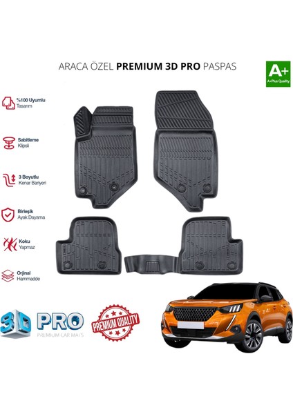 Peugeot 3008 Araca Özel 3D Paspas 2017 2018 2019 2020 2021 2022 2023 2024