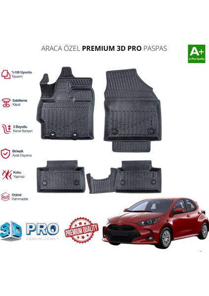 Toyota Yaris Araca Özel 3D Paspas 2020 2021 2022 2023 2024