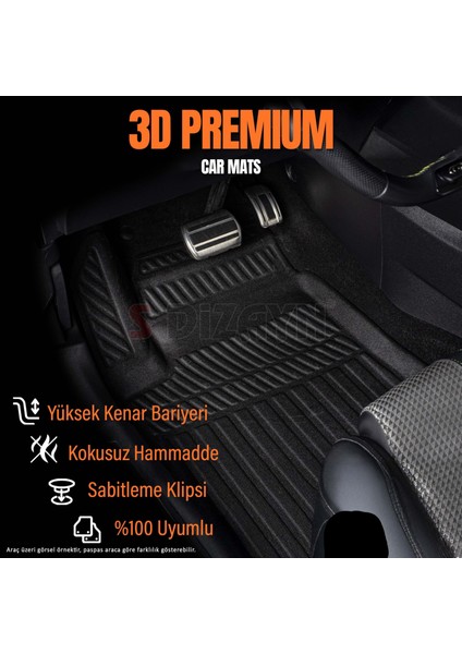 Toyota Yaris Araca Özel 3D Paspas 2020 2021 2022 2023 2024
