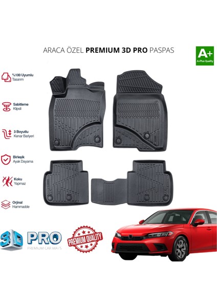 Honda Civic Araca Özel 3D Paspas 2021 2022 2023 2024