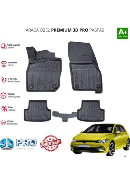 Golf 8 Manuel Araca Özel 3D Paspas 2024 2025 2026 2027