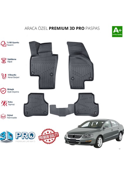 Passat B6 Araca Özel 3D Paspas 2005 2006 2007 2008 2009 2010