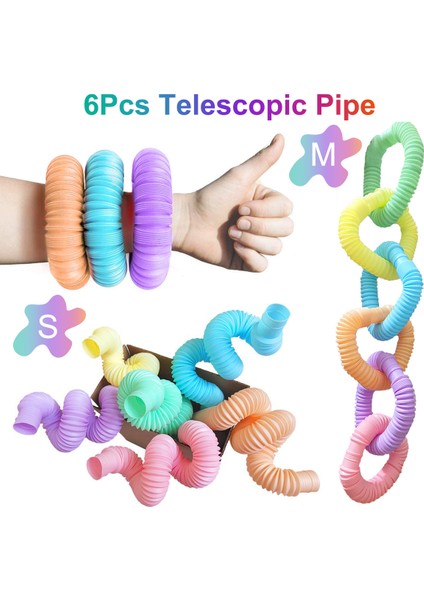 M Tarzı 6 Adet Fidget Pop Tüp Oyuncak Çocuklar Yetişkinler Mini Pop Renkli Tüpler Giderici Duyusal Oyuncak Esnek Tüp Parmak Oyuncakları (Yurt Dışından) fiyatları