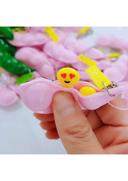 Şeffaf Mor Tarzı Sonsuz Sıkma Edamame Oyuncak Pembe Bezelye Fasulye Anahtarlık Sıkma Oyuncak Giderici Oyuncak (Yurt Dışından)