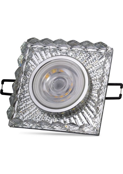 5 Adet Noas YL65 1737 Selen LED Çerçeveli 4000K Kare Kristal Cam Spot Kasa