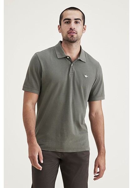 Rib Collar Yeşil Polo Tişört