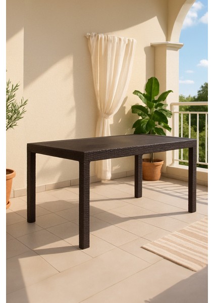 Rattan 90X150 Camsız Kahve Masa - Bahçe&balkon&teras
