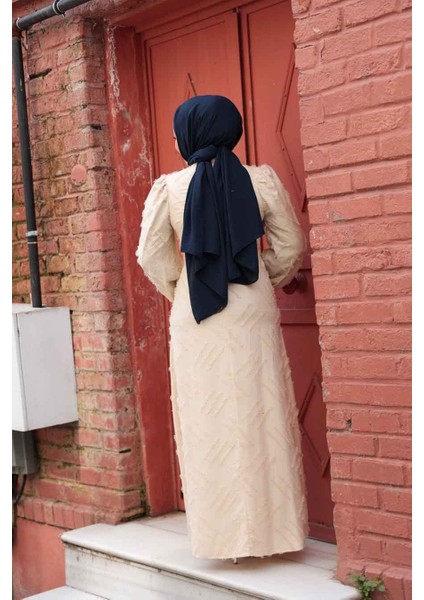 Desenli Bej Tesettür Elbise 5298BEJ modelleri